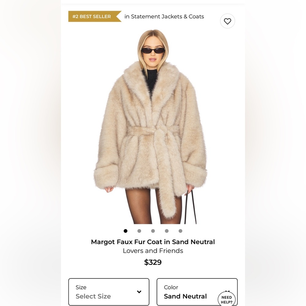 Lovers + Friends Sand Neutral Faux Fur Coat